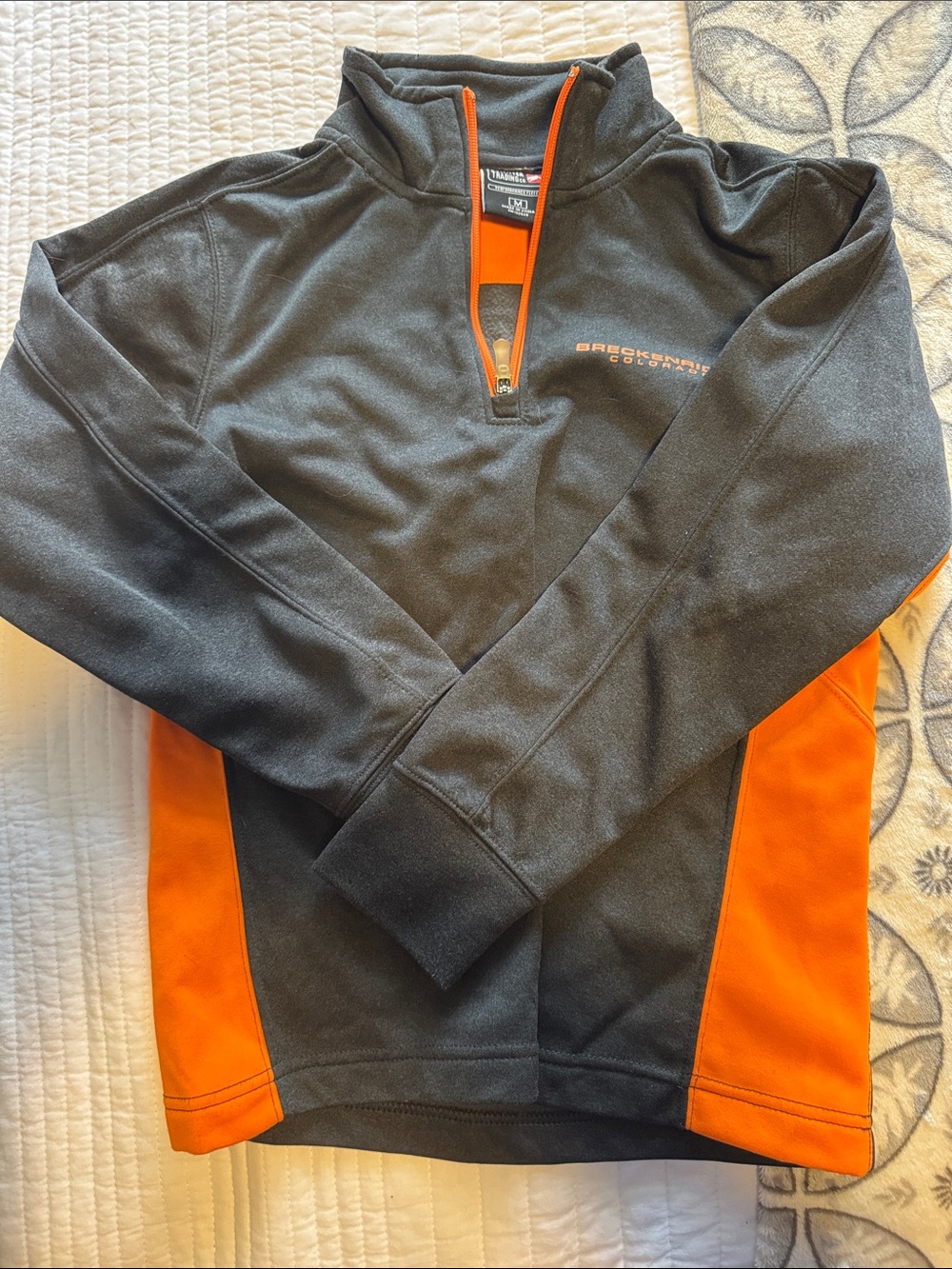 breckenridge Charcoal Gray & Bright Orange Kid’s Zip Pullover